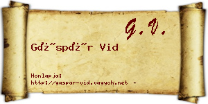 Gáspár Vid névjegykártya